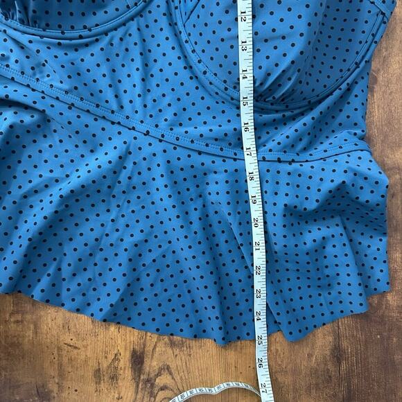Terra & Sky Black Tankini Top 4X (28W-30W) Teal Polka Dot Padded Beach Swim NWT - Picture 12 of 14